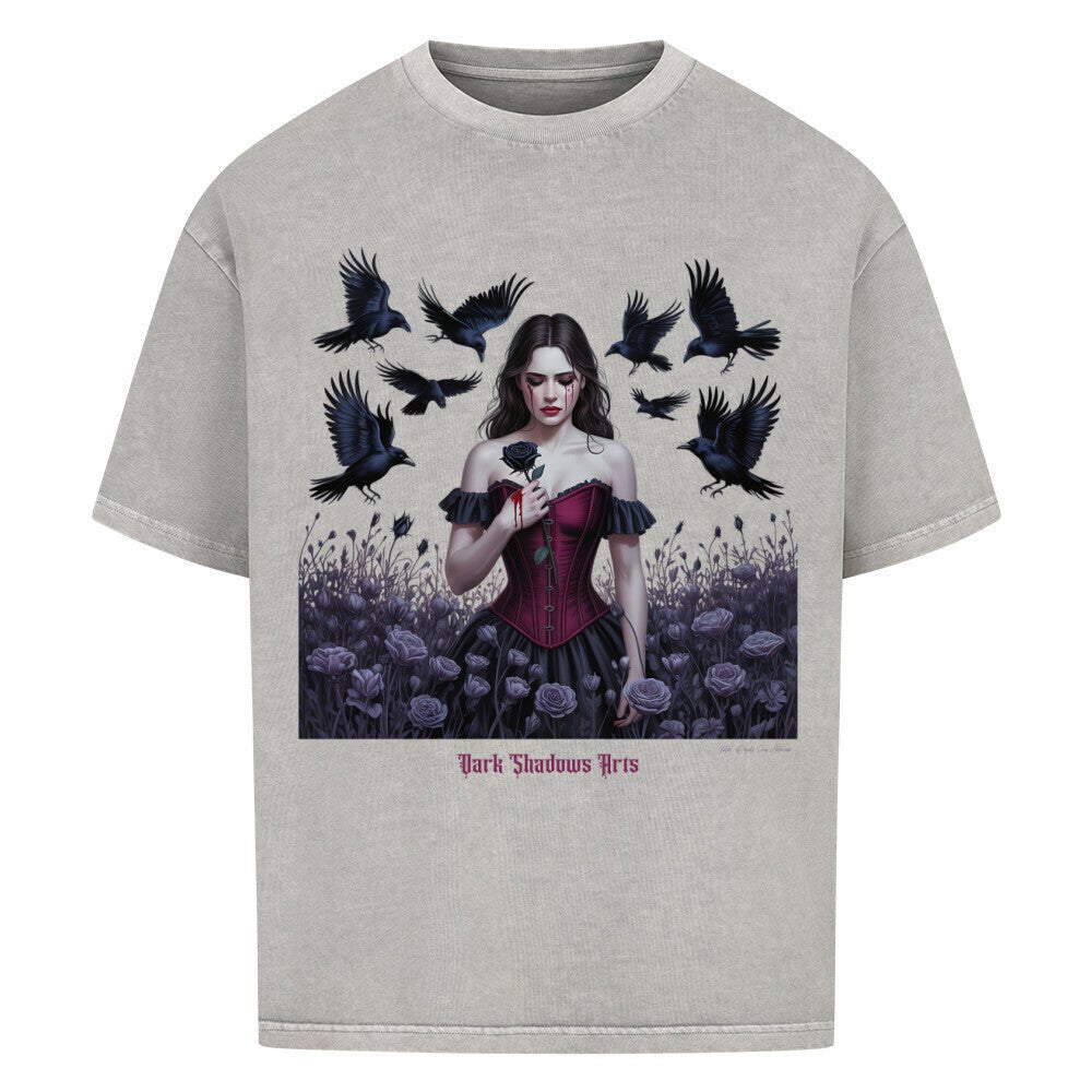 Black Rose Sorrow_ Blutige Träne & Rabenliebe - VACANCY Oversized Shirt | T-Shirt | Dark Shadows Arts