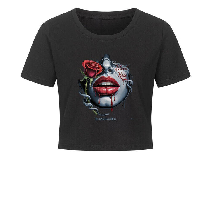 Blood Rose – Lippen voller Sehnsucht - Ladies Cropped Tee | T-Shirt | Dark Shadows Arts