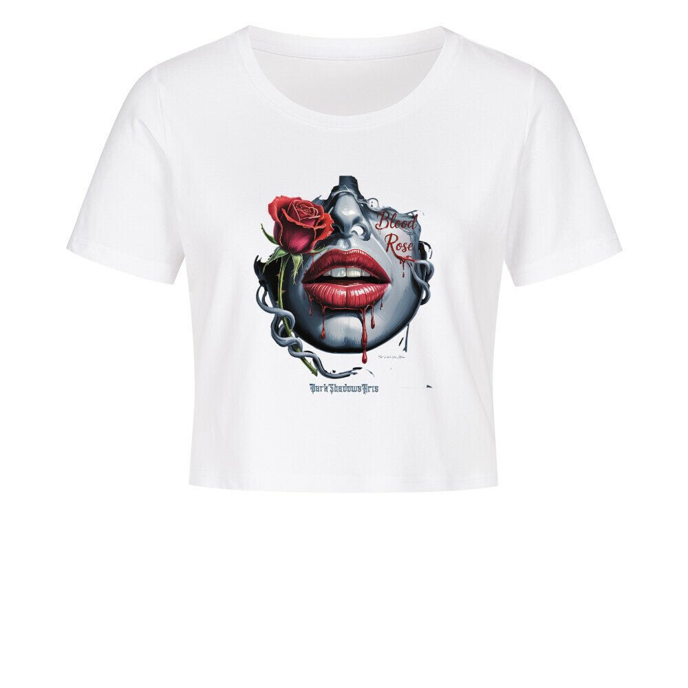 Blood Rose – Lippen voller Sehnsucht - Ladies Cropped Tee | T-Shirt | Dark Shadows Arts