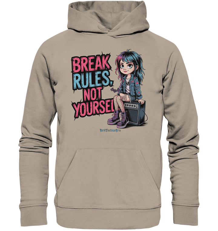 BREAK RULES, NOT YOURSELF – Kreatives Design für Rebell:innen - Organic Hoodie | Hoodies | Dark Shadows Arts