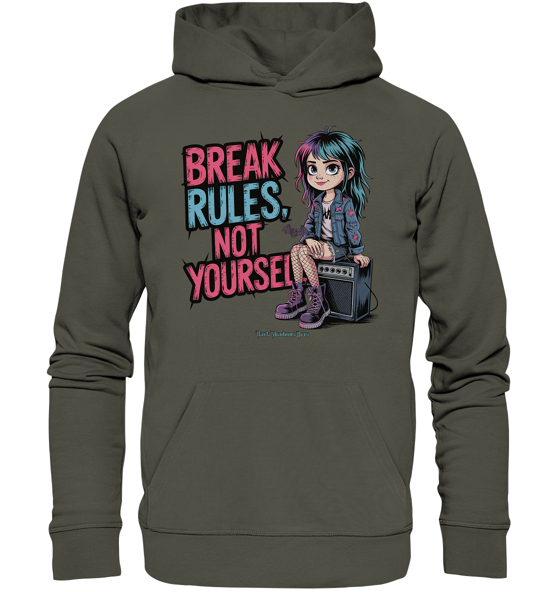 BREAK RULES, NOT YOURSELF – Kreatives Design für Rebell:innen - Organic Hoodie | Hoodies | Dark Shadows Arts