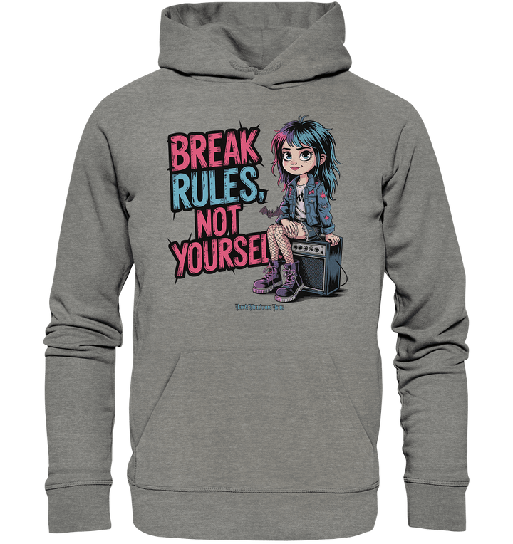 BREAK RULES, NOT YOURSELF – Kreatives Design für Rebell:innen - Organic Hoodie | Hoodies | Dark Shadows Arts