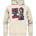 BREAK RULES, NOT YOURSELF – Kreatives Design für Rebell:innen - Organic Hoodie | Hoodies | Dark Shadows Arts
