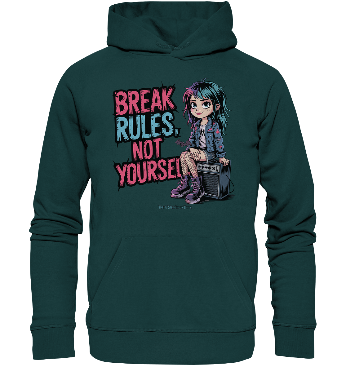 BREAK RULES, NOT YOURSELF – Kreatives Design für Rebell:innen - Organic Hoodie | Hoodies | Dark Shadows Arts