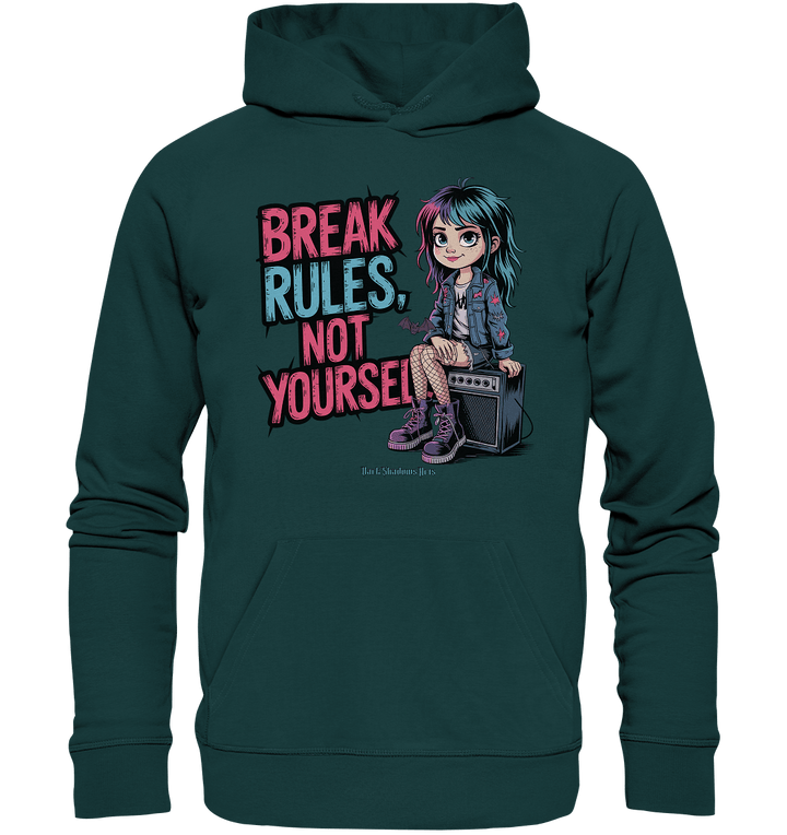 BREAK RULES, NOT YOURSELF – Kreatives Design für Rebell:innen - Organic Hoodie | Hoodies | Dark Shadows Arts