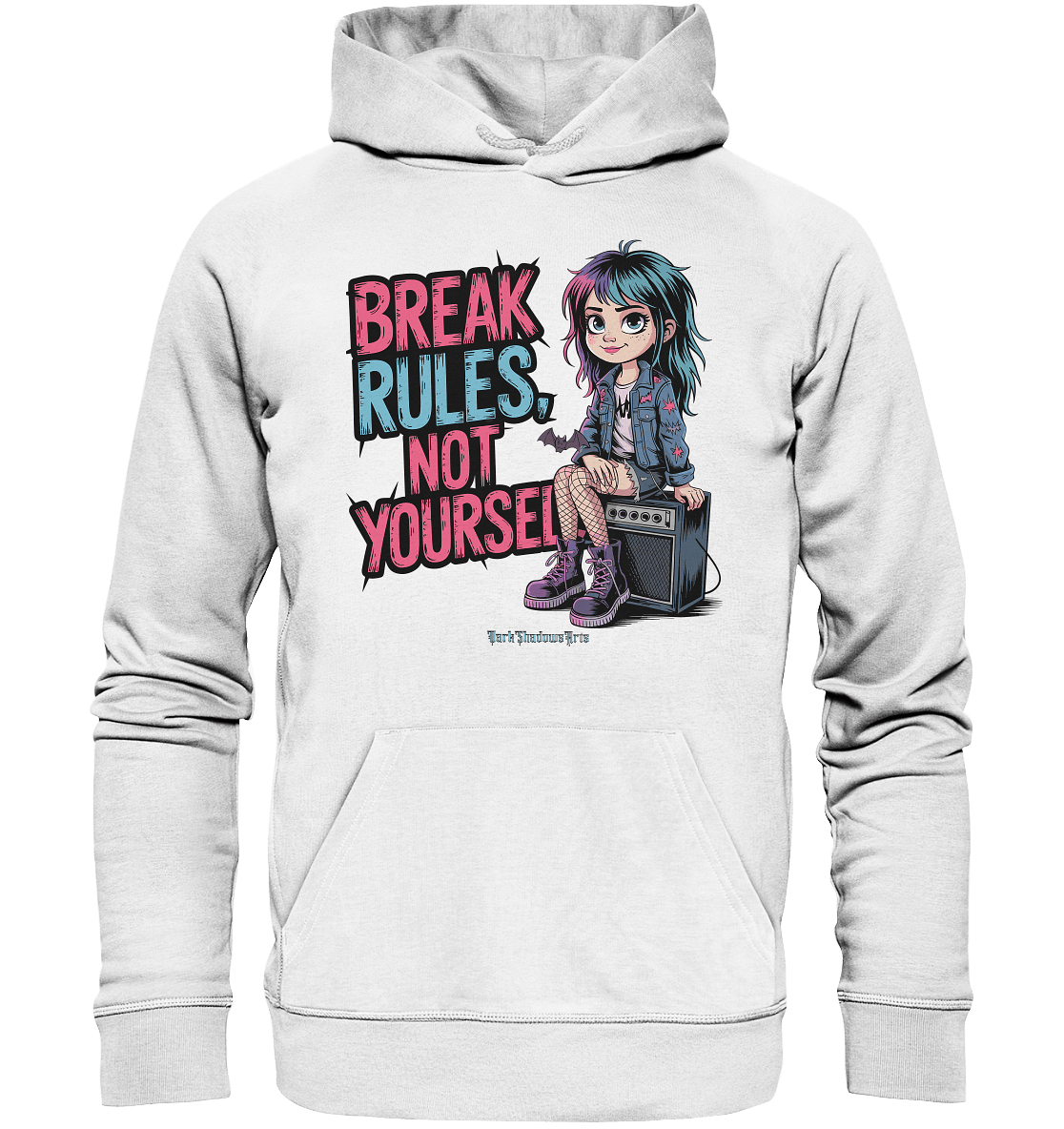 BREAK RULES, NOT YOURSELF – Kreatives Design für Rebell:innen - Organic Hoodie | Hoodies | Dark Shadows Arts