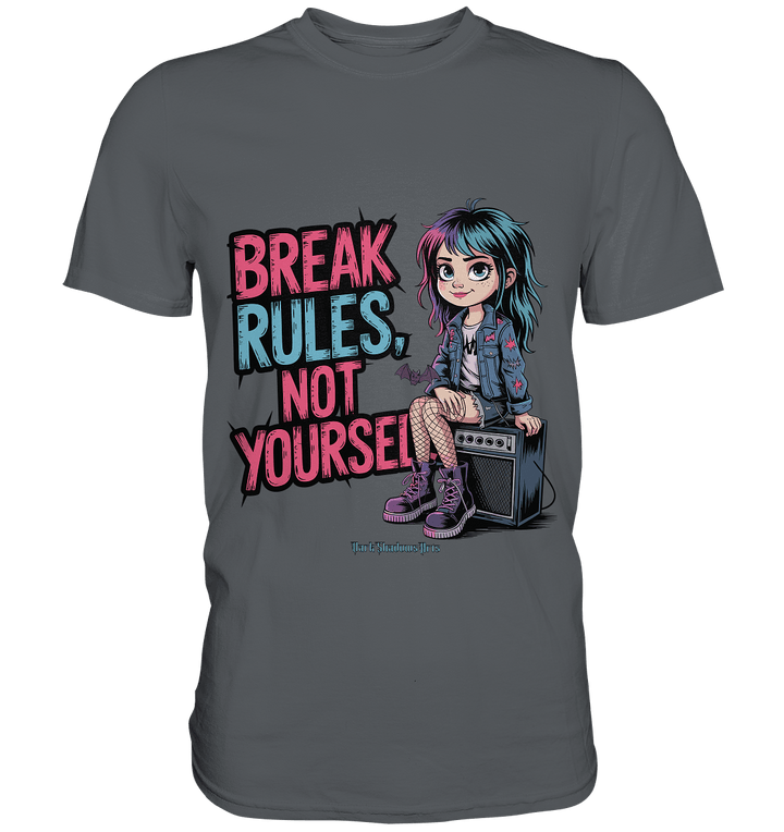 BREAK RULES, NOT YOURSELF – Kreatives Design für Rebell:innen - Premium Shirt | Unisex - Shirts | Dark Shadows Arts