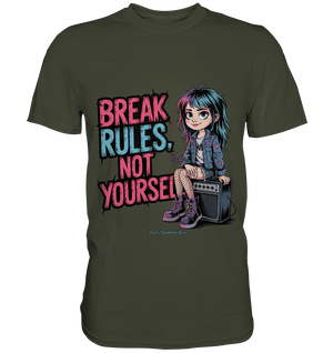 BREAK RULES, NOT YOURSELF – Kreatives Design für Rebell:innen - Premium Shirt | Unisex - Shirts | Dark Shadows Arts