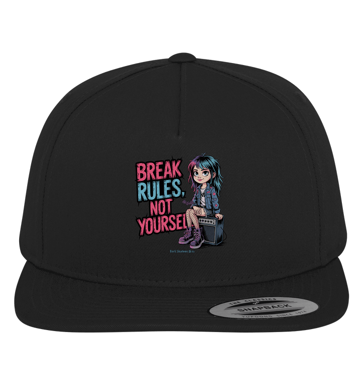 BREAK RULES, NOT YOURSELF – Kreatives Design für Rebell:innen - Premium Snapback | Kappen & Mützen | Dark Shadows Arts