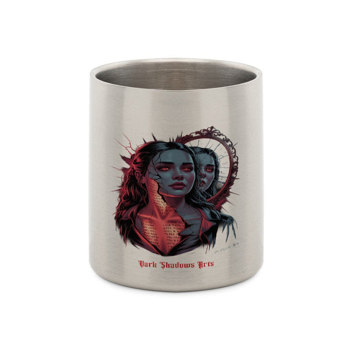 Broken Reflections – Zerrissene Seele im Spiegel - Edelstahl - Tasse mit Karabiner | Mug | Dark Shadows Arts