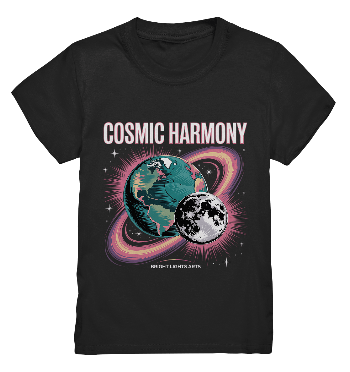 Cosmic Harmony ???????? – Erde & Mond in perfektem Gleichklang - Kids Premium Shirt | Kids & Babys | Dark Shadows Arts