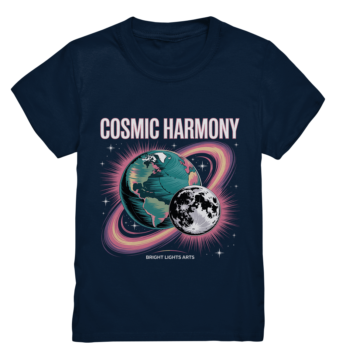 Cosmic Harmony ???????? – Erde & Mond in perfektem Gleichklang - Kids Premium Shirt | Kids & Babys | Dark Shadows Arts