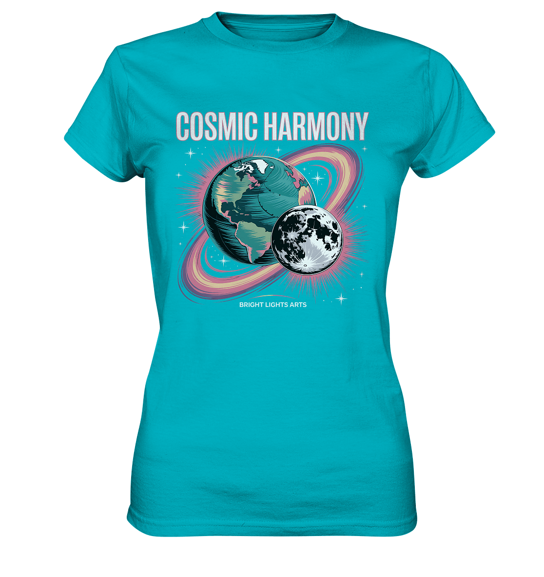 Cosmic Harmony ???????? – Erde & Mond in perfektem Gleichklang - Ladies Premium Shirt | Lady - Shirts | Dark Shadows Arts