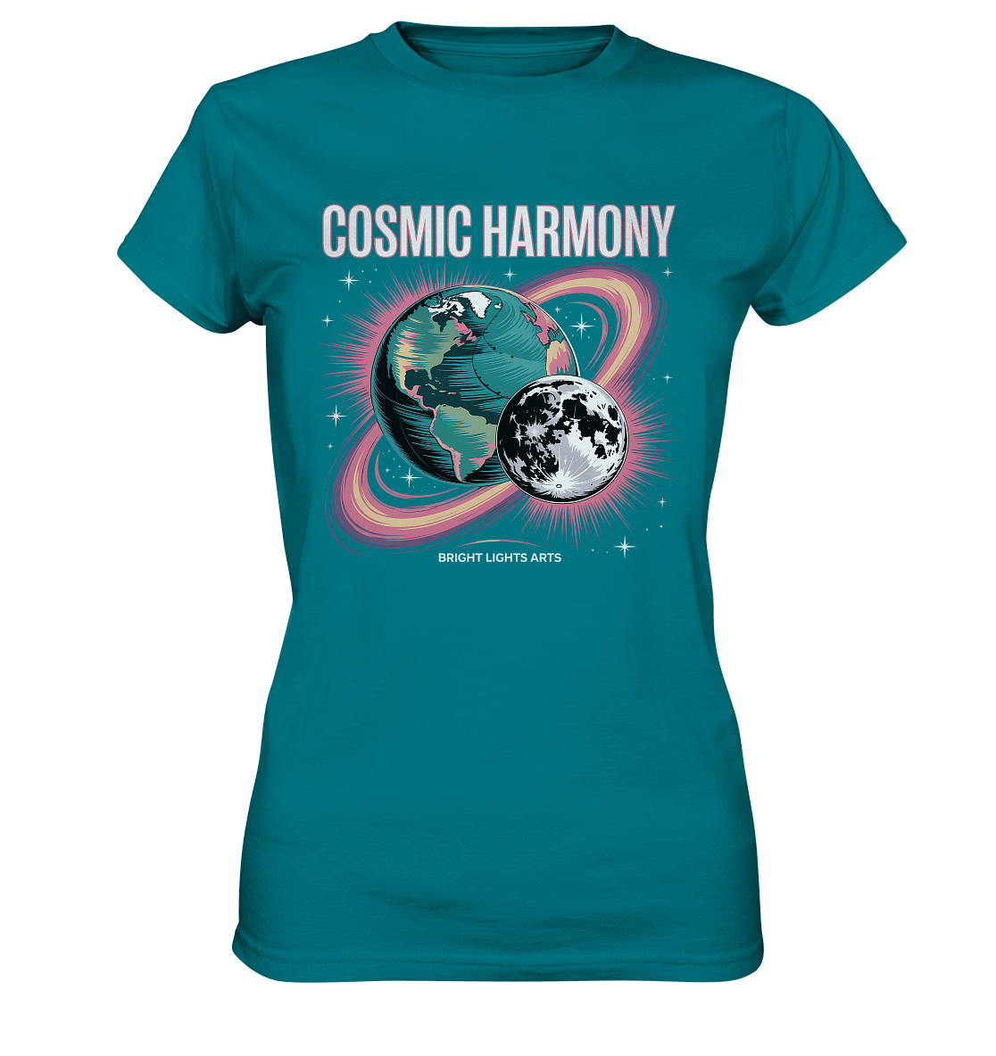 Cosmic Harmony ???????? – Erde & Mond in perfektem Gleichklang - Ladies Premium Shirt | Lady - Shirts | Dark Shadows Arts