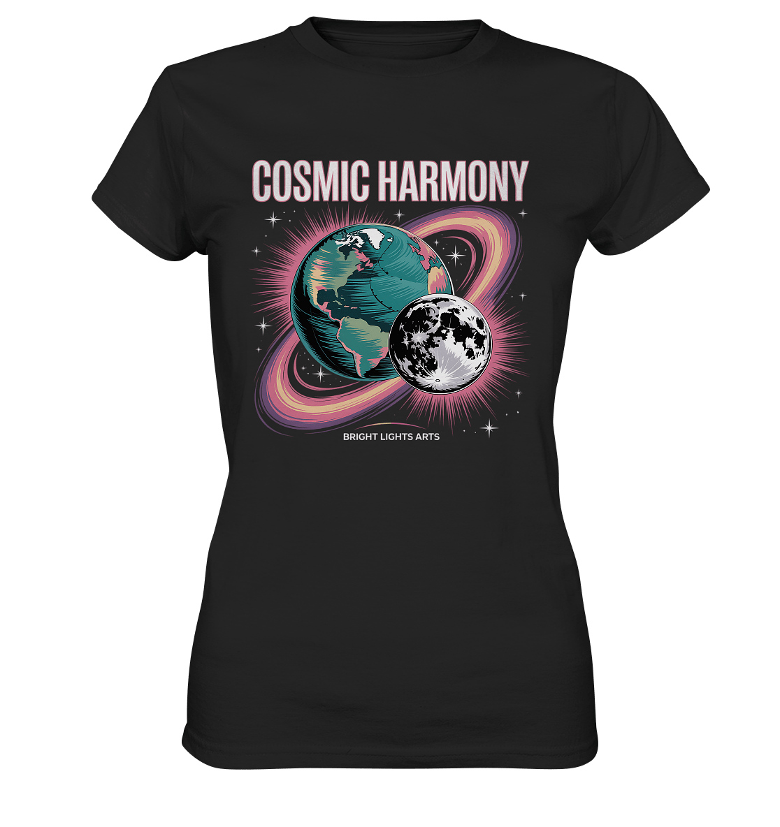 Cosmic Harmony ???????? – Erde & Mond in perfektem Gleichklang - Ladies Premium Shirt | Lady - Shirts | Dark Shadows Arts
