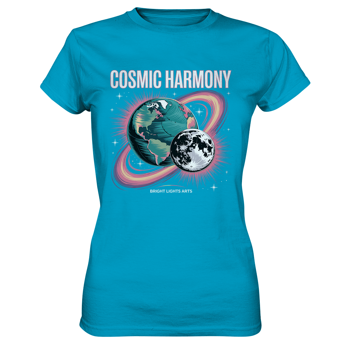 Cosmic Harmony ???????? – Erde & Mond in perfektem Gleichklang - Ladies Premium Shirt | Lady - Shirts | Dark Shadows Arts