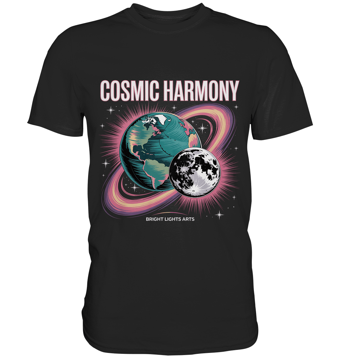 Cosmic Harmony ???????? – Erde & Mond in perfektem Gleichklang - Premium Shirt | Unisex - Shirts | Dark Shadows Arts
