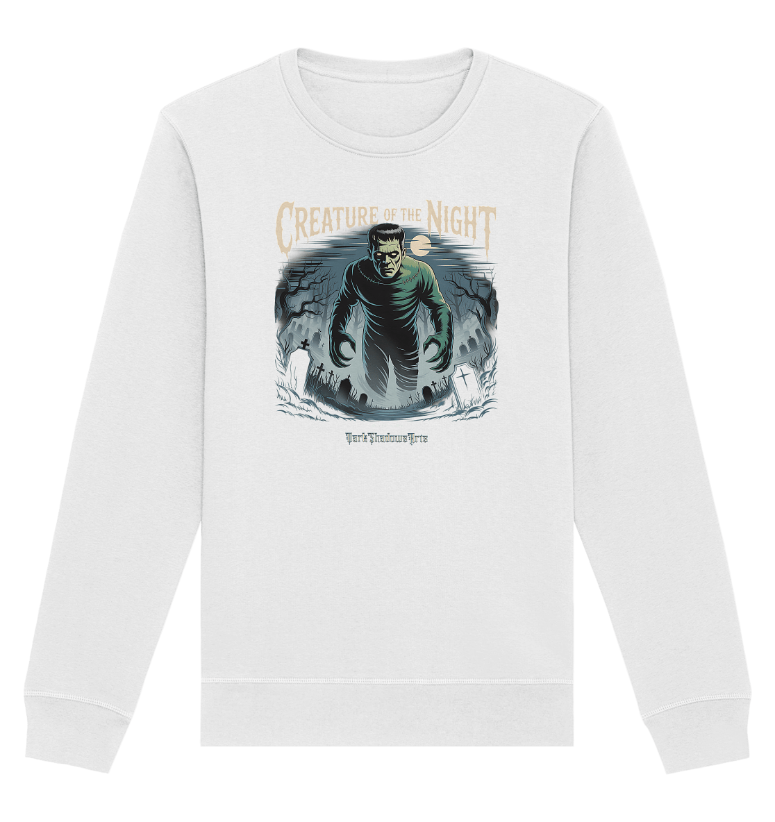 Creature of the Night – Klassischer Horror trifft düstere Friedhofsstimmung - Organic Basic Unisex Sweatshirt | Sweatshirts | Dark Shadows Arts