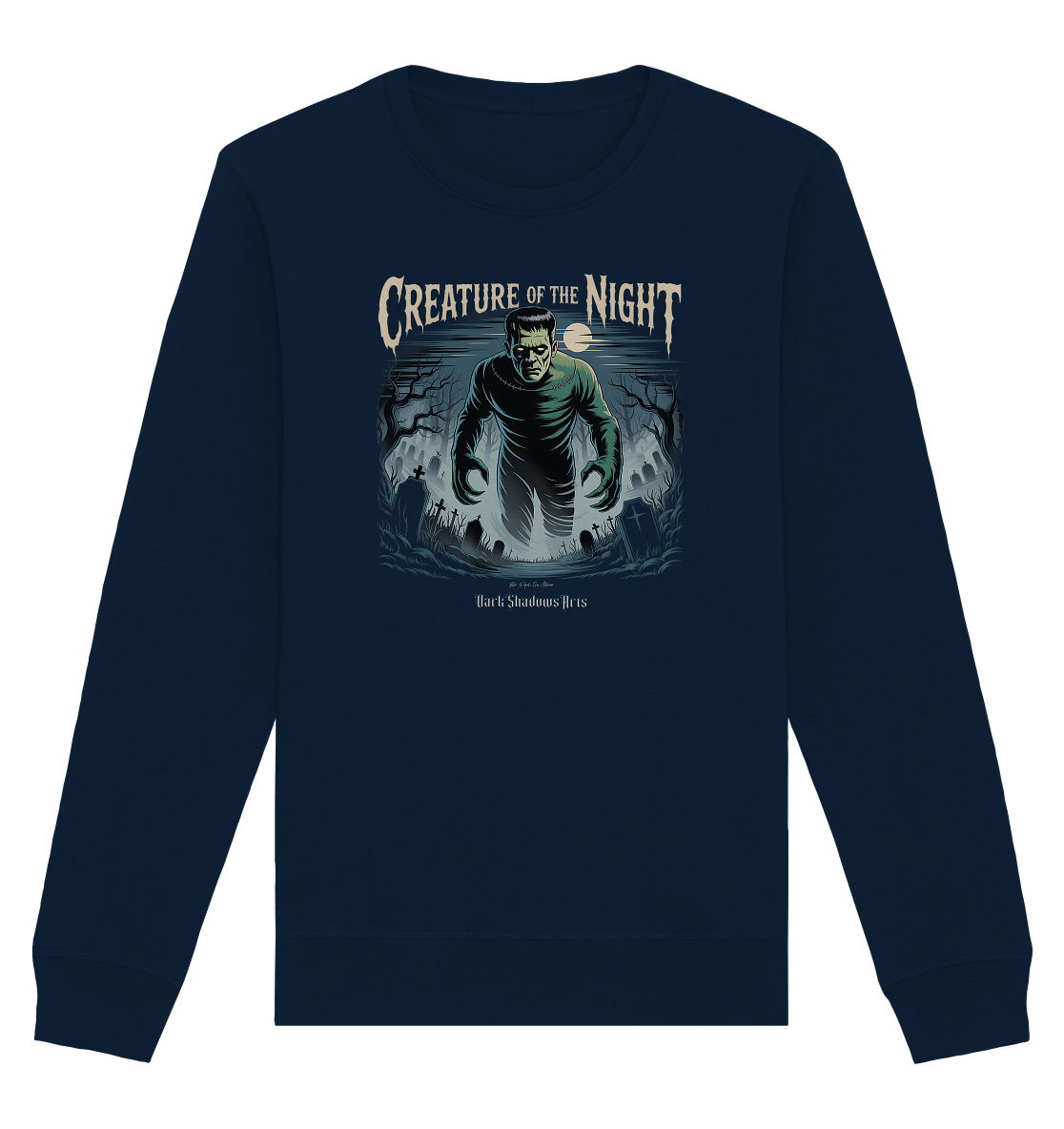 Creature of the Night – Klassischer Horror trifft düstere Friedhofsstimmung - Organic Basic Unisex Sweatshirt | Sweatshirts | Dark Shadows Arts