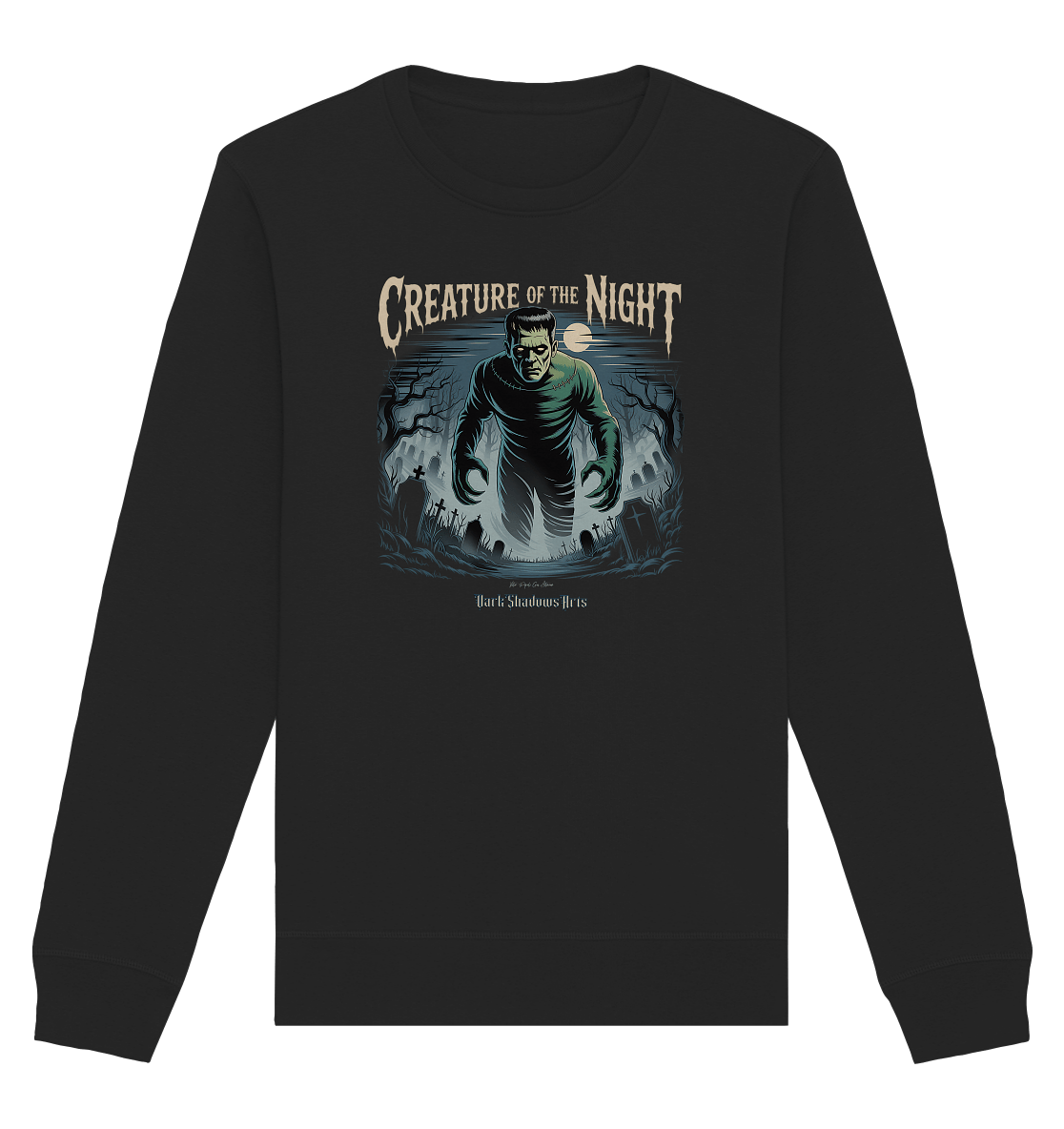 Creature of the Night – Klassischer Horror trifft düstere Friedhofsstimmung - Organic Basic Unisex Sweatshirt | Sweatshirts | Dark Shadows Arts