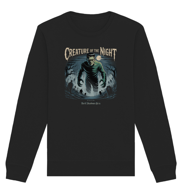Creature of the Night – Klassischer Horror trifft düstere Friedhofsstimmung - Organic Basic Unisex Sweatshirt | Sweatshirts | Dark Shadows Arts