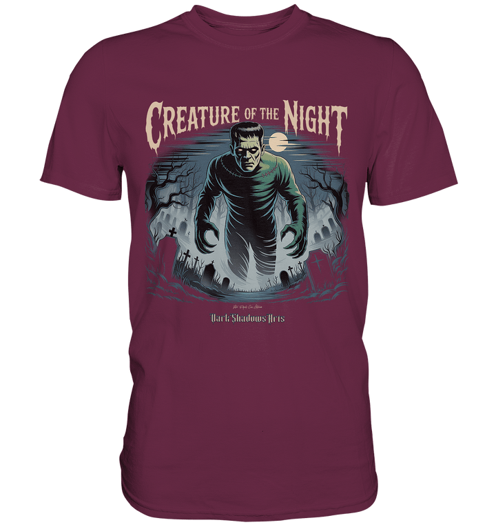 Creature of the Night – Klassischer Horror trifft düstere Friedhofsstimmung - Premium Shirt | Unisex - Shirts | Dark Shadows Arts