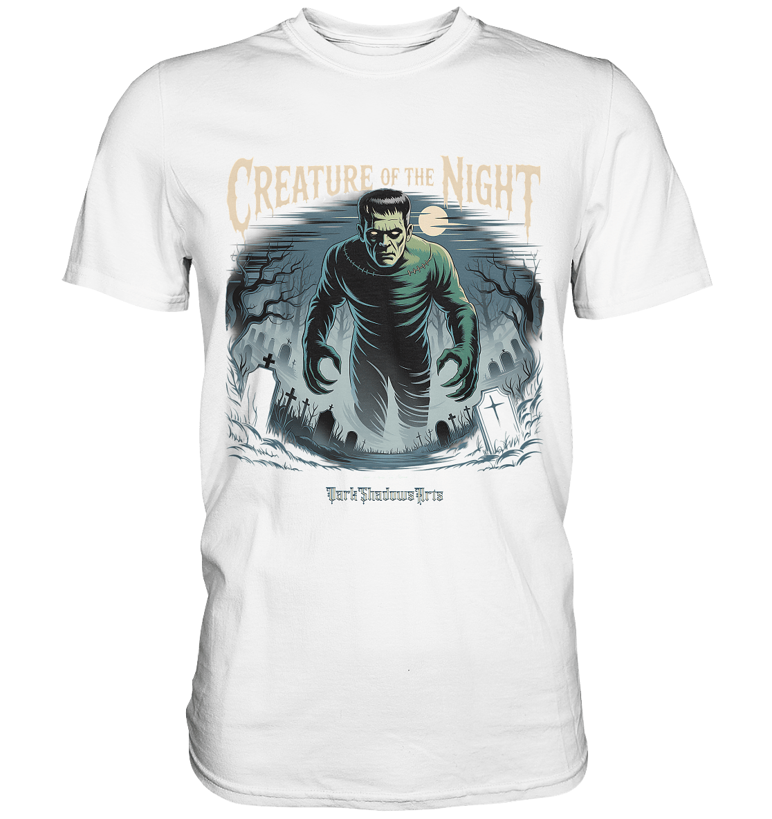 Creature of the Night – Klassischer Horror trifft düstere Friedhofsstimmung - Premium Shirt | Unisex - Shirts | Dark Shadows Arts