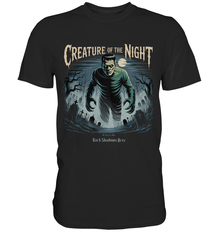 Creature of the Night – Klassischer Horror trifft düstere Friedhofsstimmung - Premium Shirt | Unisex - Shirts | Dark Shadows Arts