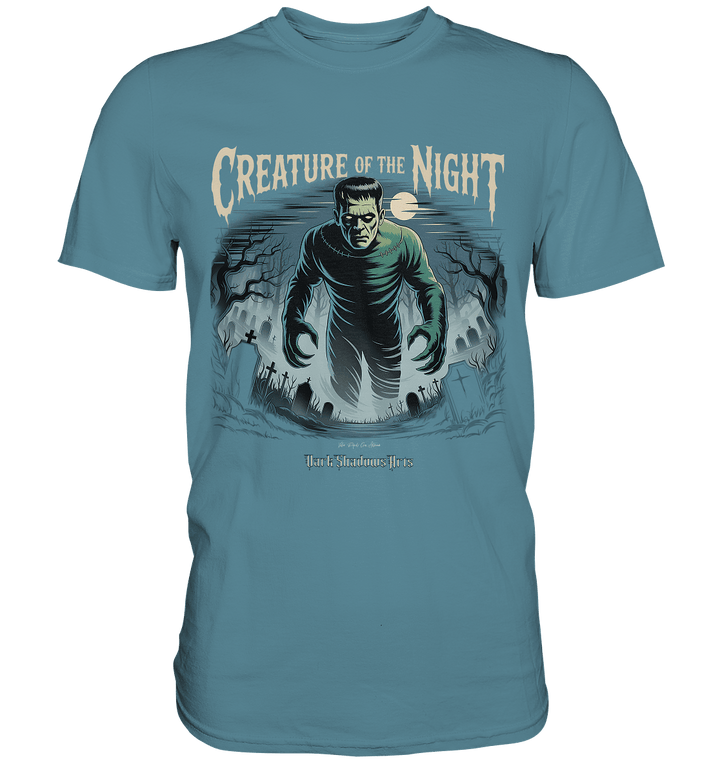 Creature of the Night – Klassischer Horror trifft düstere Friedhofsstimmung - Premium Shirt | Unisex - Shirts | Dark Shadows Arts