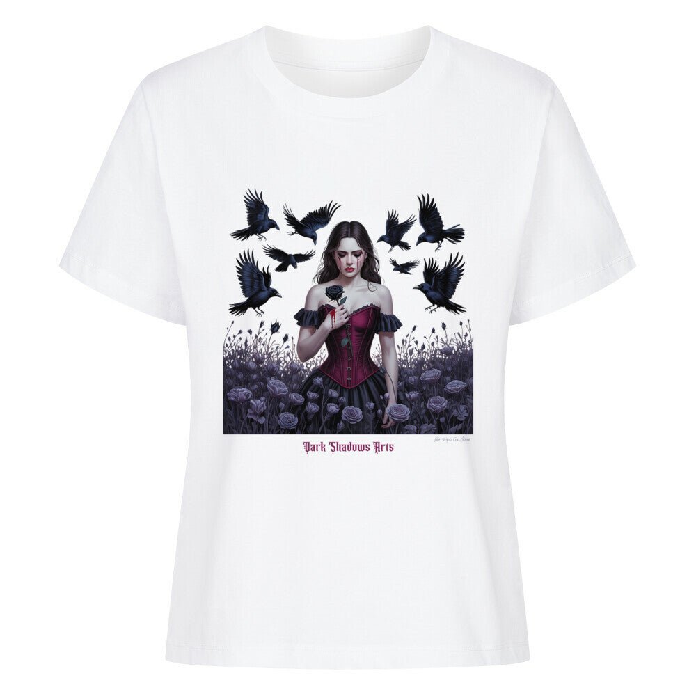Dark Rose Tears_ Gothic Lady & Raben - Premium Organic Shirt Women | T-Shirt | Dark Shadows Arts
