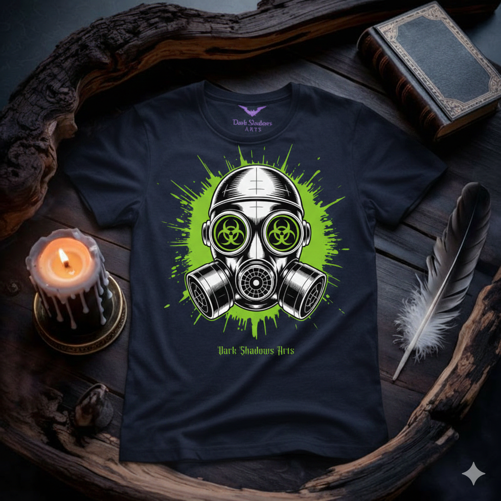 Dark Shadows Arts  Shirt mit Industrial gas mask Mockup