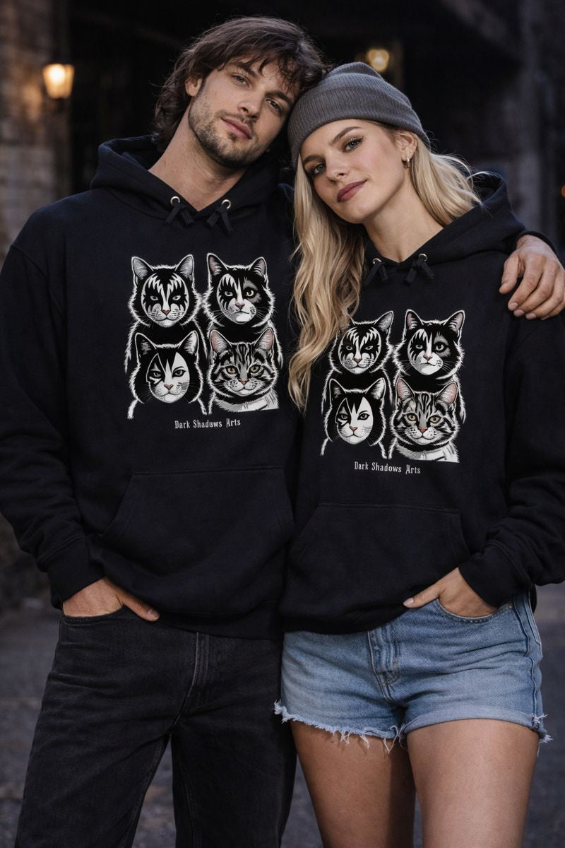 Premium Hoodie mit KISS Katzen Rockmotiv von Dark Shadows Arts im lässigen Szene-Look