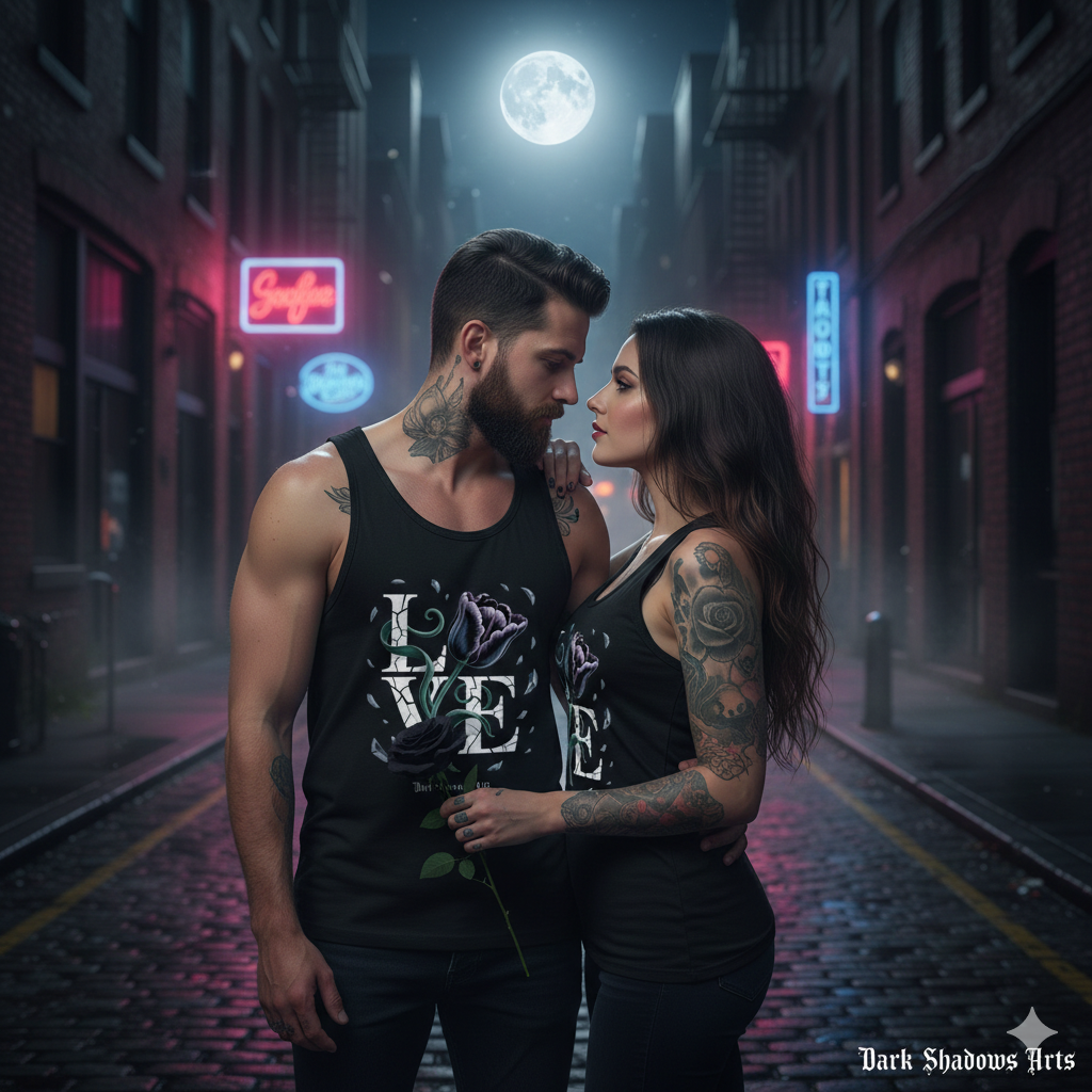 Classic Tanktop Women mit Shattered Bloom Motiv von Dark Shadows Arts im sommerlichen Dark-Romantic-Setting