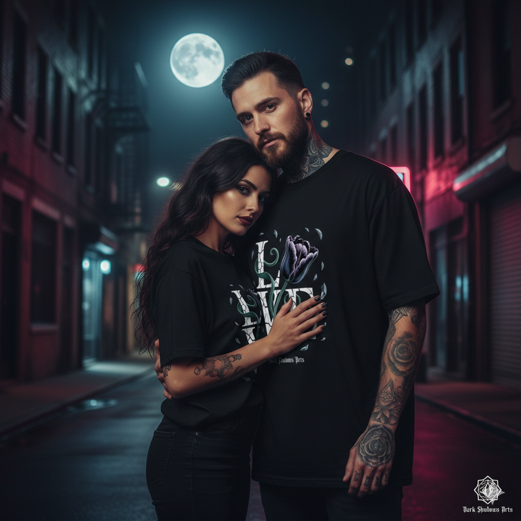 Oversized Shirt mit Shattered Bloom Tulpenmotiv von Dark Shadows Arts im kunstvollen Galerie-Look