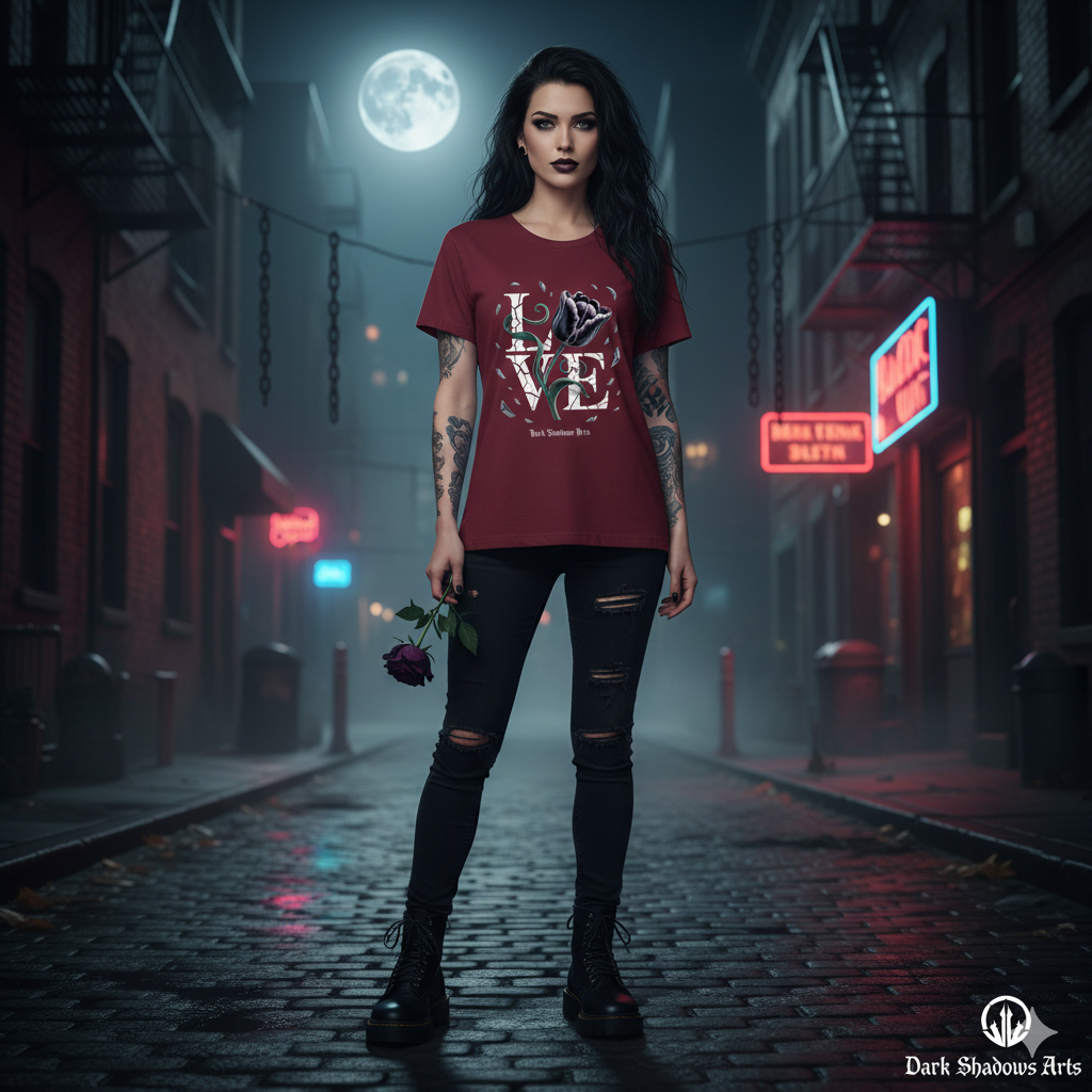 Premium Organic Shirt Women mit Shattered Bloom Motiv von Dark Shadows Arts im ästhetischen Dark-Romantic-Look