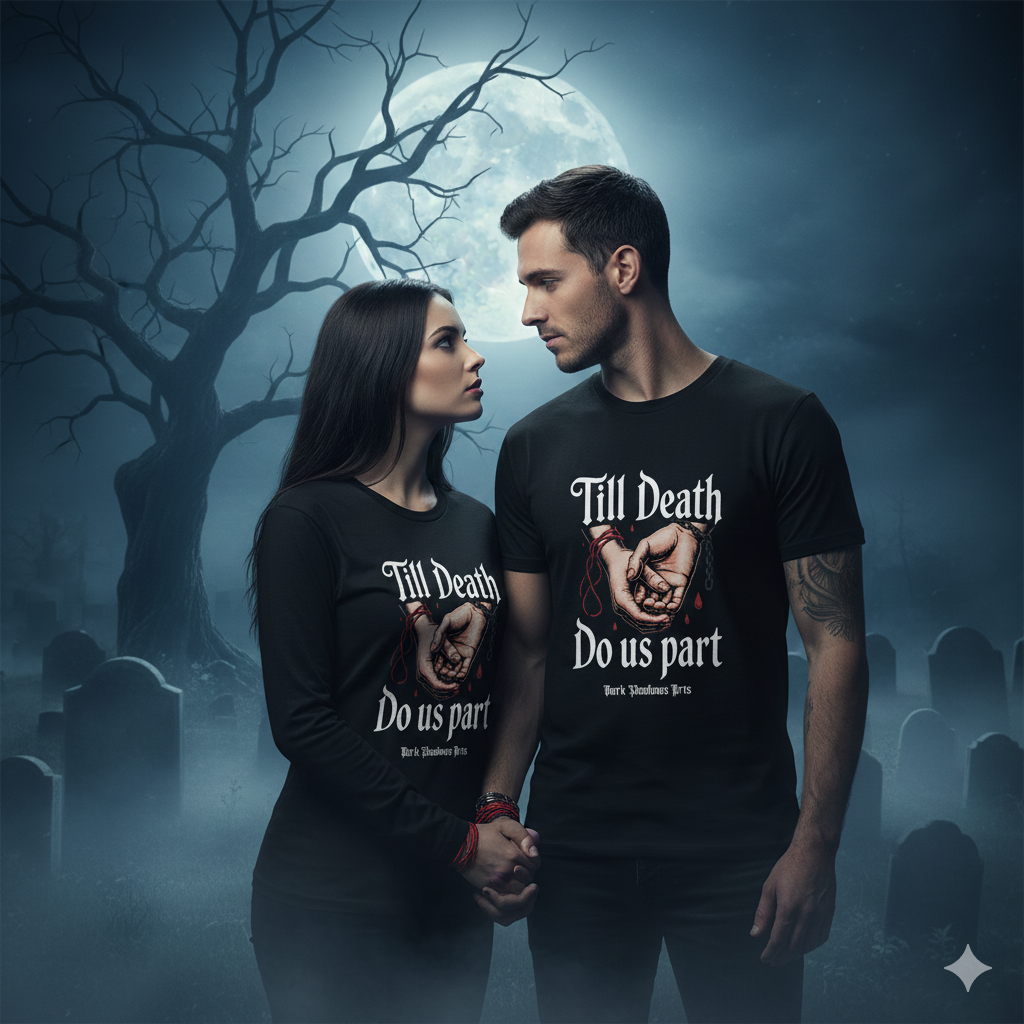 Premium T-Shirt mit Till Death Do Us Part Motiv von Dark Shadows Arts im düsteren Szene-Look