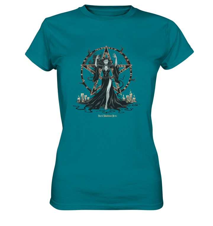 Dark Sorceress Pentagram – Zauberin mit Runen & Kerzen - Ladies Premium Shirt | Lady - Shirts | Dark Shadows Arts