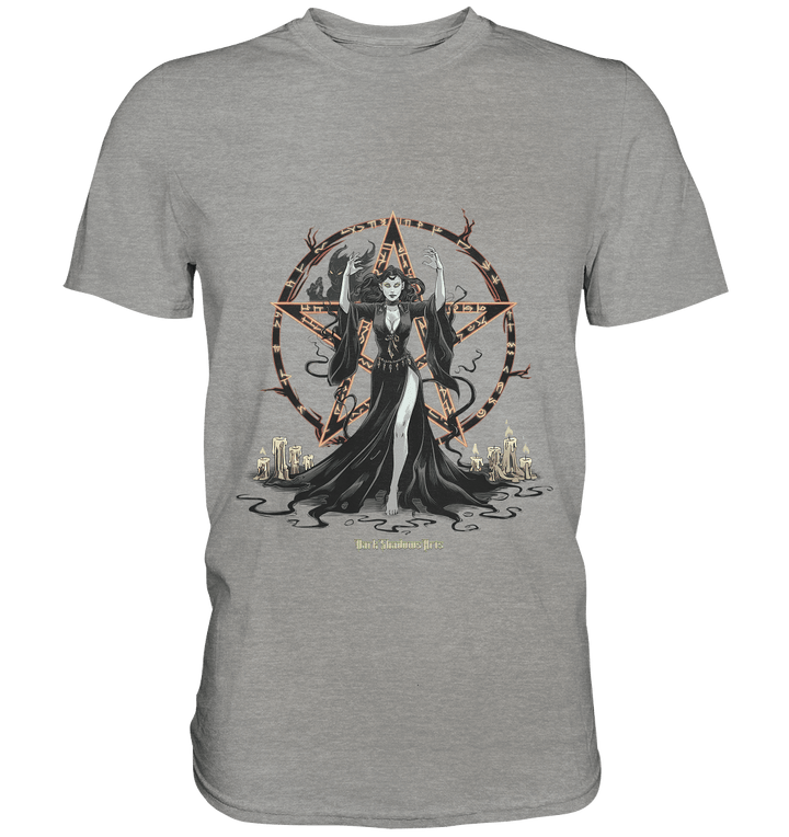 Dark Sorceress Pentagram – Zauberin mit Runen & Kerzen - Premium Shirt | Unisex - Shirts | Dark Shadows Arts