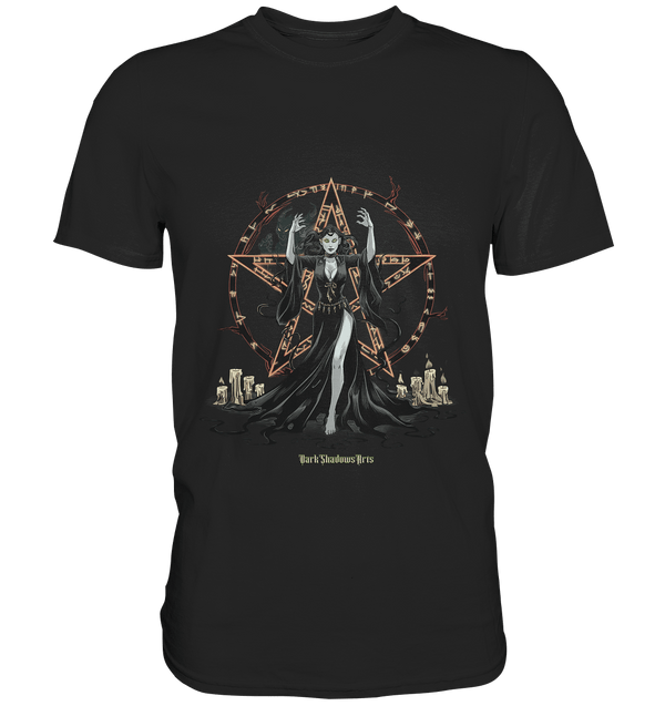 Dark Sorceress Pentagram – Zauberin mit Runen & Kerzen - Premium Shirt | Unisex - Shirts | Dark Shadows Arts
