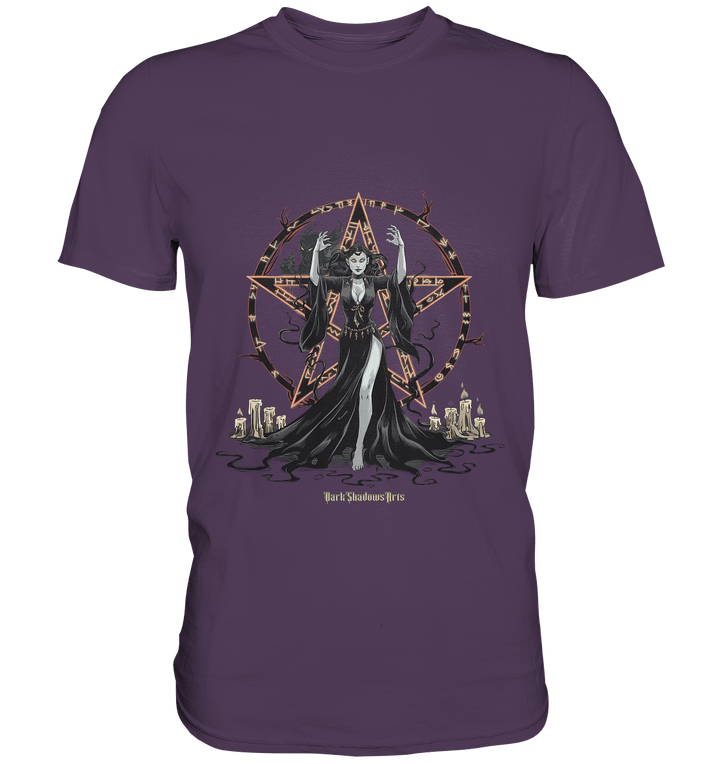 Dark Sorceress Pentagram – Zauberin mit Runen & Kerzen - Premium Shirt | Unisex - Shirts | Dark Shadows Arts