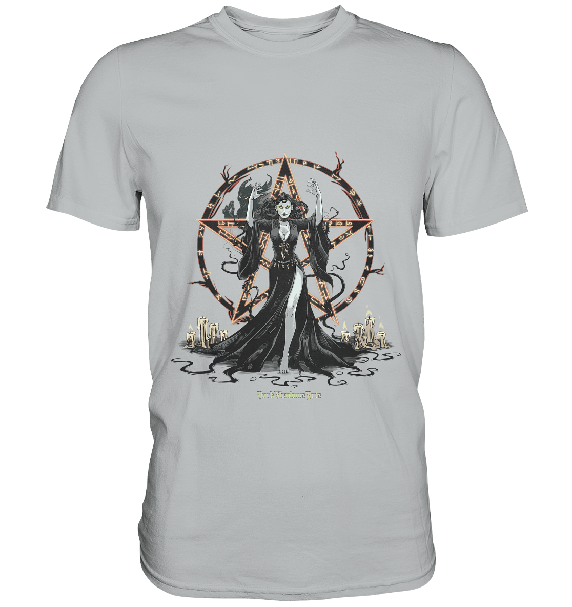 Dark Sorceress Pentagram – Zauberin mit Runen & Kerzen - Premium Shirt | Unisex - Shirts | Dark Shadows Arts