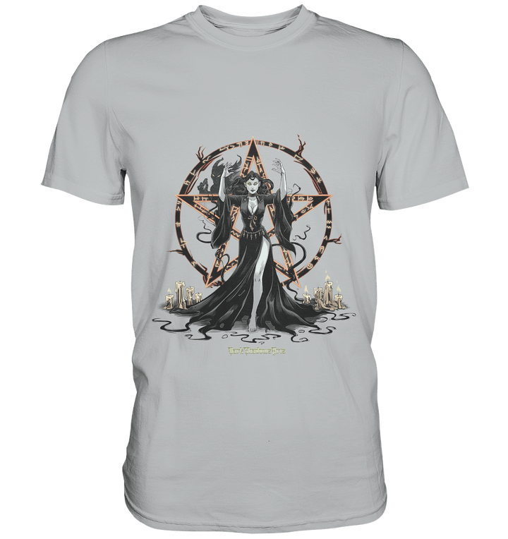 Dark Sorceress Pentagram – Zauberin mit Runen & Kerzen - Premium Shirt | Unisex - Shirts | Dark Shadows Arts