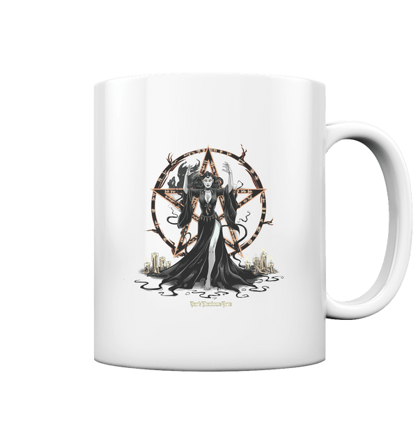 Dark Sorceress Pentagram – Zauberin mit Runen & Kerzen - Tasse glossy | Trinkgefäße | Dark Shadows Arts