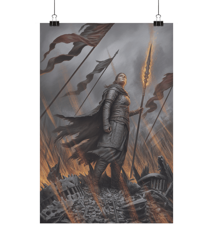 Daughter of the Forgotten Dynasty - Die einsame Kriegerin im Aschewind der Vergangenheit - Poster Din A1 (hoch) | Wall Art | Dark Shadows Arts