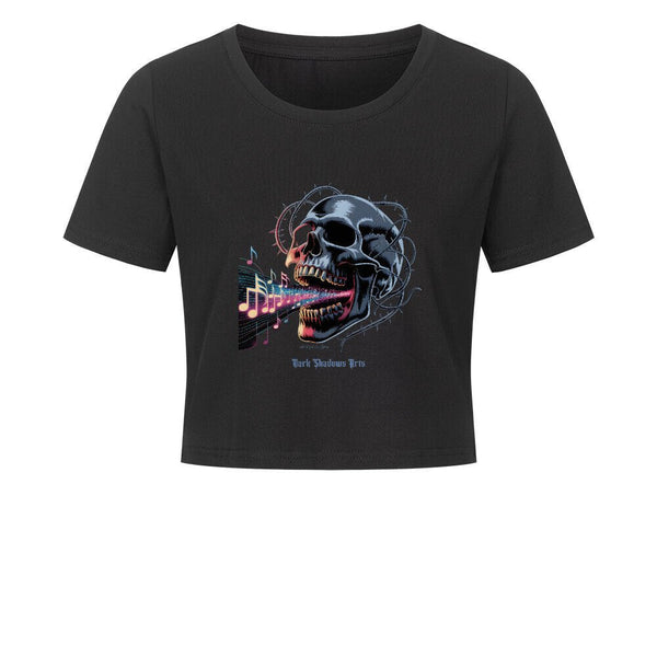 Decibel Skull - Ladies Cropped Tee | T-Shirt | Dark Shadows Arts