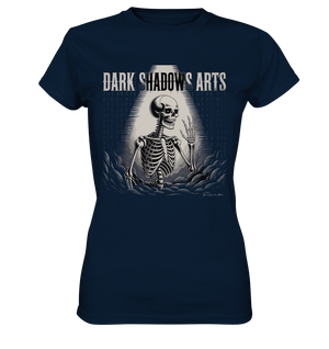 Defiant Bones – Erhobenes Skelett in mystischem Nebel - DSA - Ladies Premium Shirt | Lady - Shirts | Dark Shadows Arts
