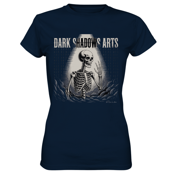 Defiant Bones – Erhobenes Skelett in mystischem Nebel - DSA - Ladies Premium Shirt | Lady - Shirts | Dark Shadows Arts