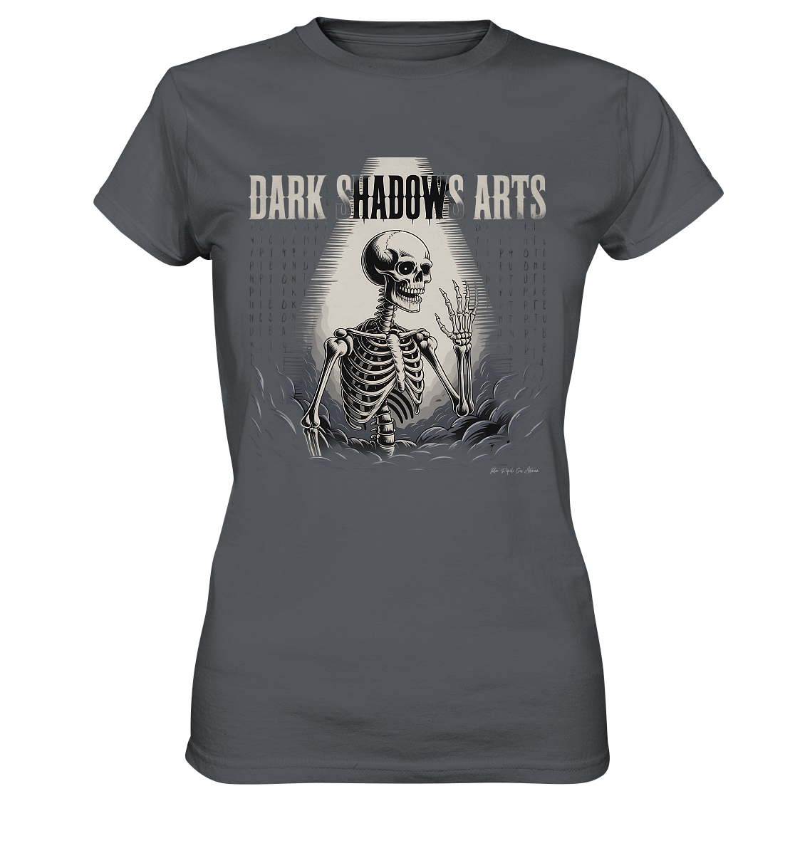 Defiant Bones – Erhobenes Skelett in mystischem Nebel - DSA - Ladies Premium Shirt | Lady - Shirts | Dark Shadows Arts