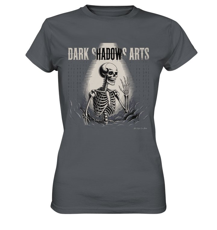 Defiant Bones – Erhobenes Skelett in mystischem Nebel - DSA - Ladies Premium Shirt | Lady - Shirts | Dark Shadows Arts