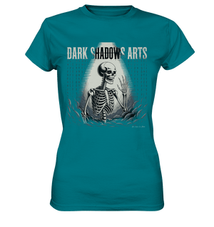 Defiant Bones – Erhobenes Skelett in mystischem Nebel - DSA - Ladies Premium Shirt | Lady - Shirts | Dark Shadows Arts